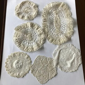 Crochet Lace  Doilies Placemats and Coasters Lot of 6 Vintage